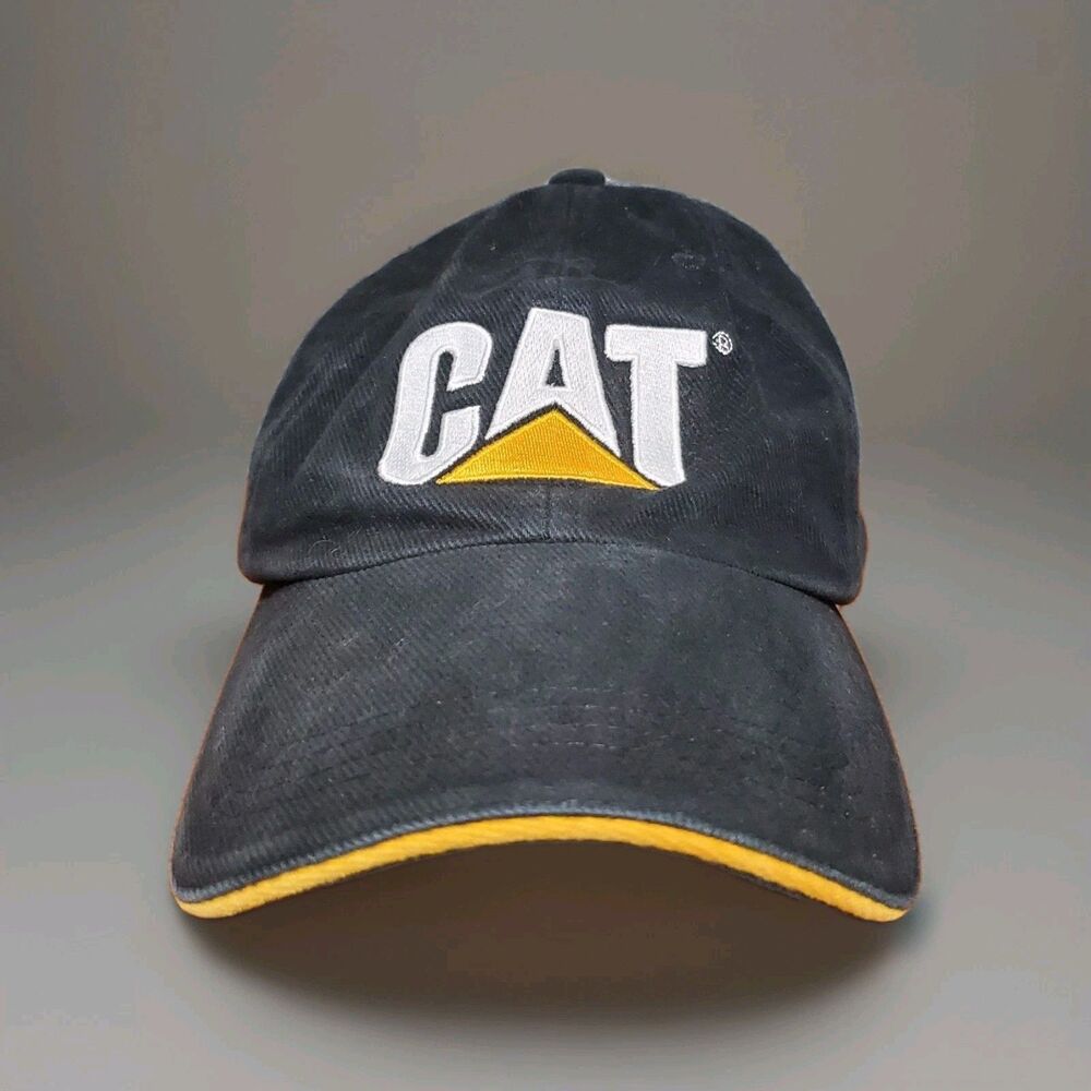 Caterpillar CAT Cap Hat Black Equipment Trucker Mens Workwear Mechanics VTG 90s